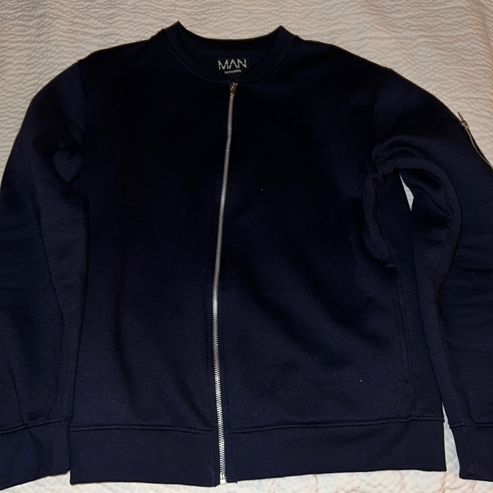 Dark Blue BoohooMan Bomber jacket